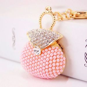 Pink Pearls Purse Keychain